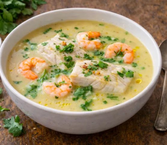 Sopa de pescada e camarão
