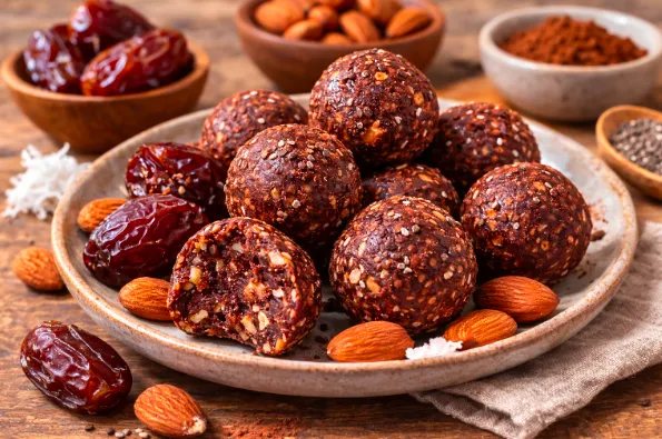 Energy balls de frutos secos e cacau